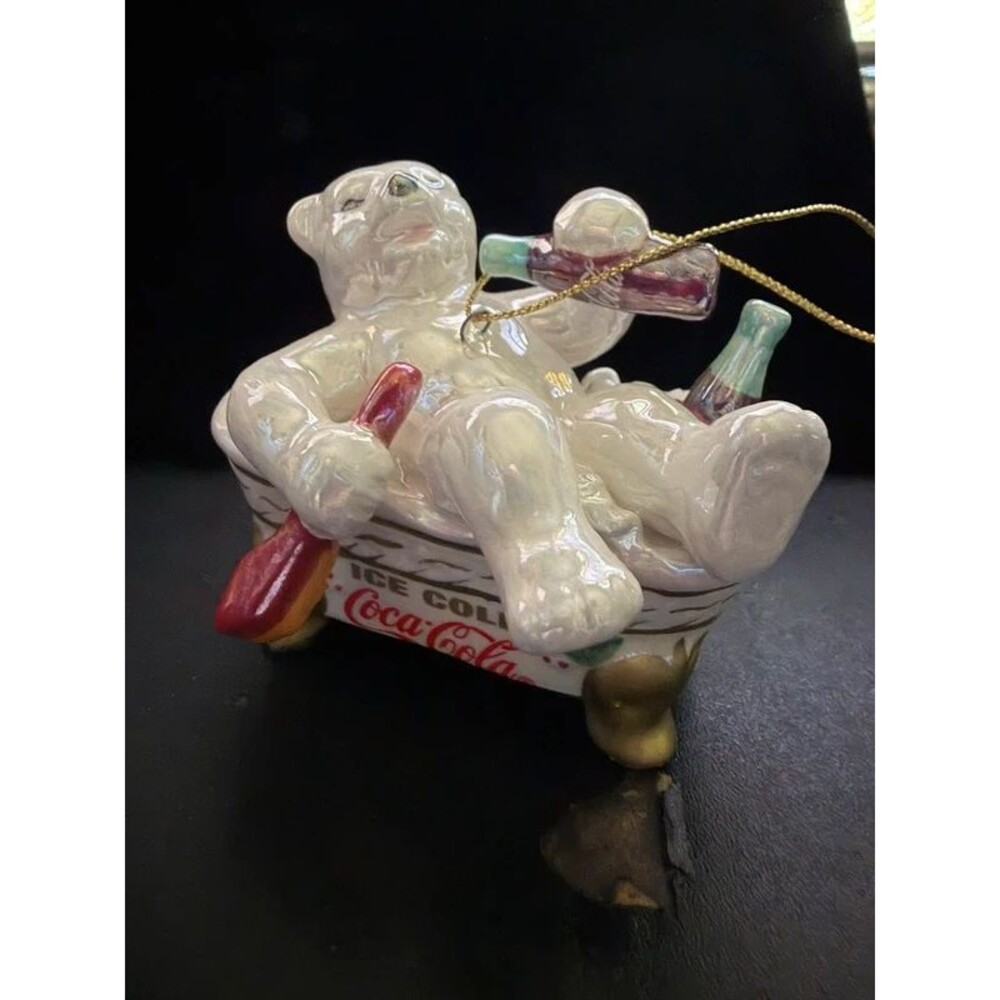 2003 Coca-Cola Polar Bear Ornament Porcelain Bathtub